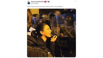 Fact Check: Woman Applying Lip Gloss In Police Shield Reflection Is NOT At Pro-Palestine Protest On US Campus
